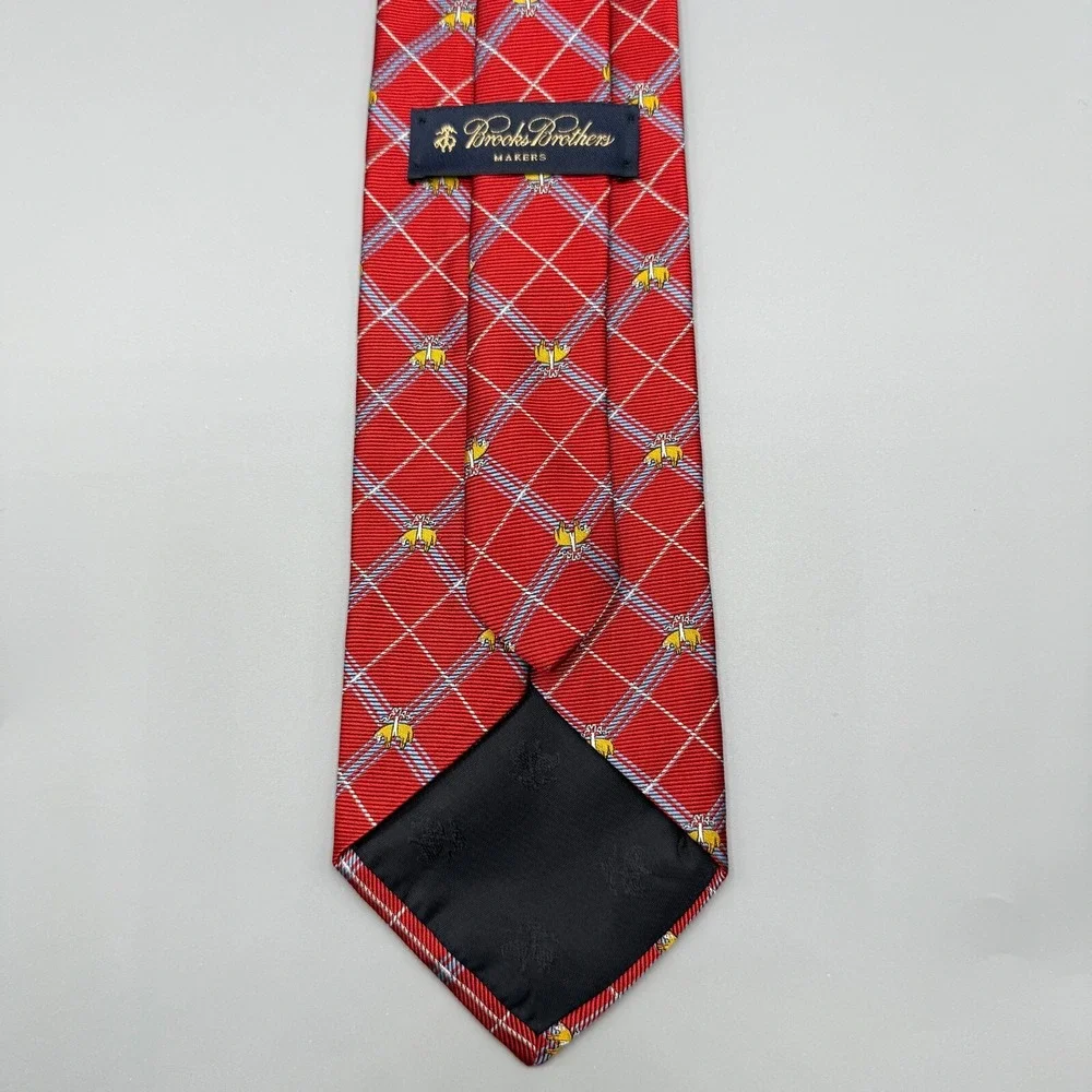 Brooks Brothers Makers Tie Mens Red Golden Fleece Geometric Silk Classic Necktie